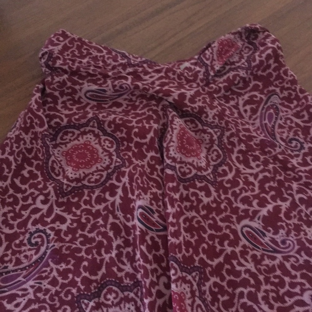 Maroon Paisley Forever 21 Silk Skirt
